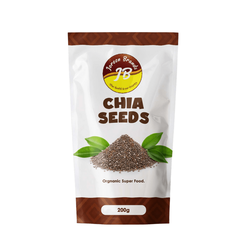 Premium raw black chia seeds by Joreen Brands — rich in omega-3, fiber, and plant protein for smoothies, baking, and healthy meals.