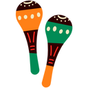 Two colorful maracas on a white background — representing Joreen Brands’ premium quality, vibrant African culture, and dedication to authentic, natural honey and organic superfoods.