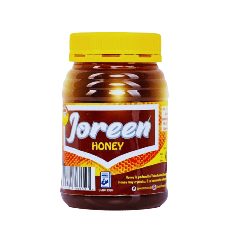 Large 1 kg jar of Joreen natural unfiltered African wild honey — premium raw honey sustainably sourced from East Africa, perfect for families and honey lovers.