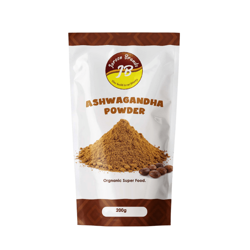 Ashwagandha root powder by Joreen Brands — stress relief and mood support herbal supplement, pure and potent adaptogenic superfood.