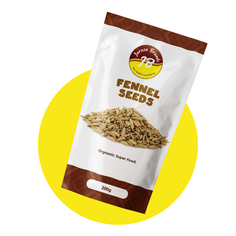 Whole fennel seeds by Joreen Brands — aromatic spice for cooking and digestion, premium quality for natural wellness.