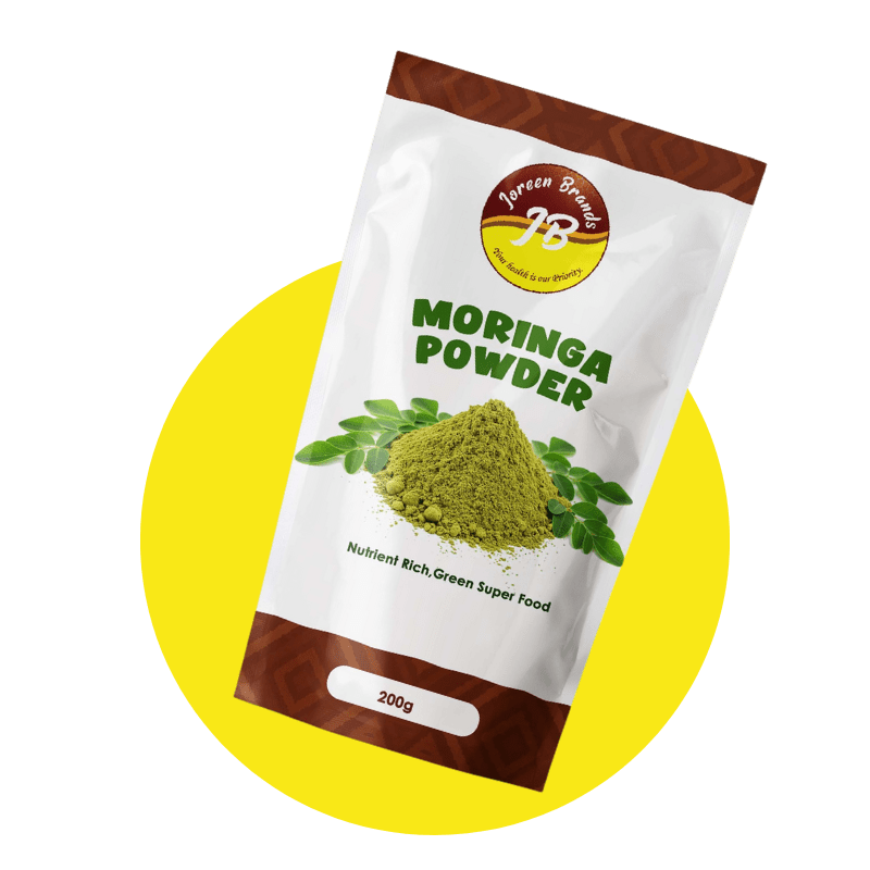 Organic Moringa Leaf Powder by Joreen Brands — natural energy and immune booster packed with antioxidants, vitamins, and amino acids.