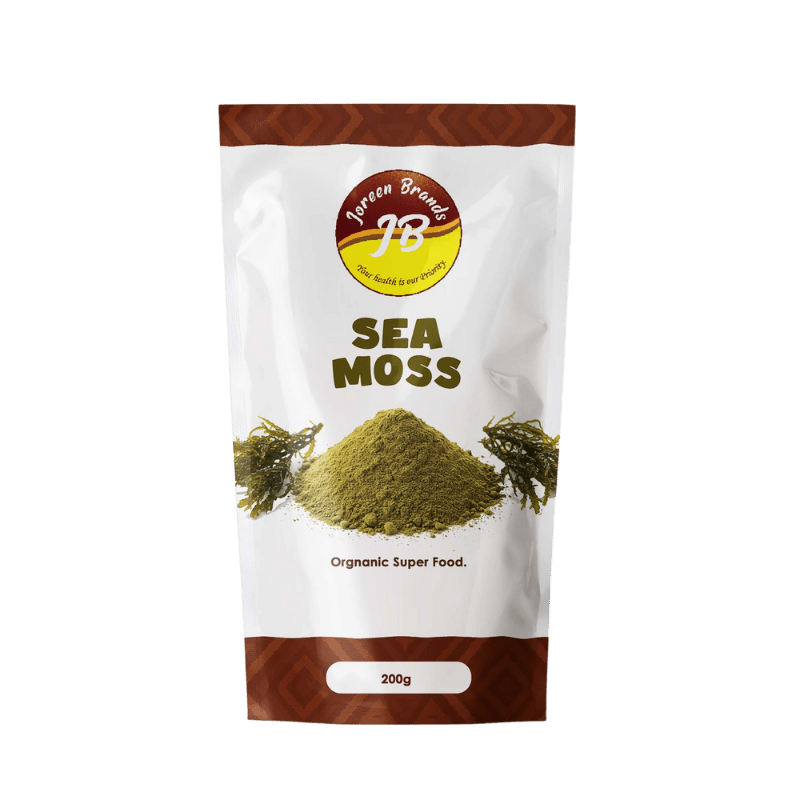 Raw African sea moss by Joreen Brands — 100% natural, wildcrafted superfood rich in minerals, ideal for sea moss gel or smoothies.